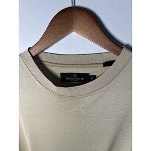 Bugatchi Uomo Men's Round Neck‎ Short Sleeve Pullover Shirt. Cream. Medium